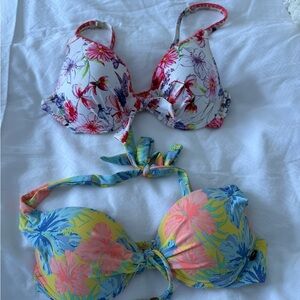 Lands' End Colorful Floral Bikini Top Set